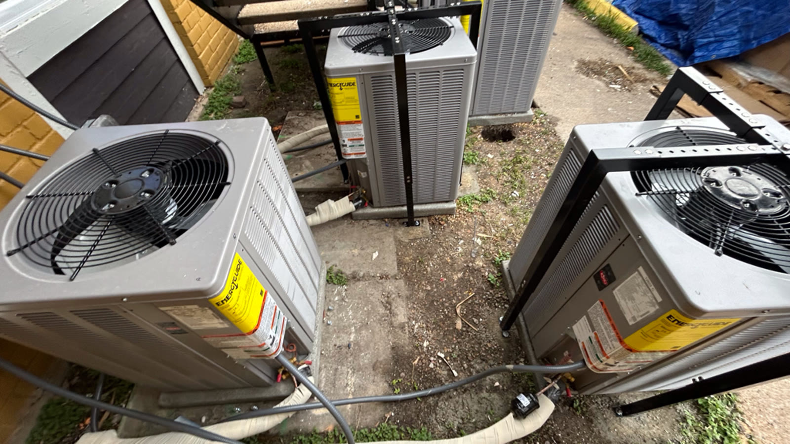 Outdoor air-conditioning condenser installed beside a Peoria home